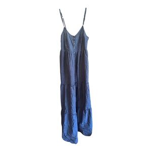 &Dress Blue Tiered Cottagecore‎ Maxi Dress With Button Detail 10